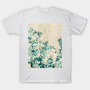 Floral and Crumpled Crepe Pattern T-Shirt